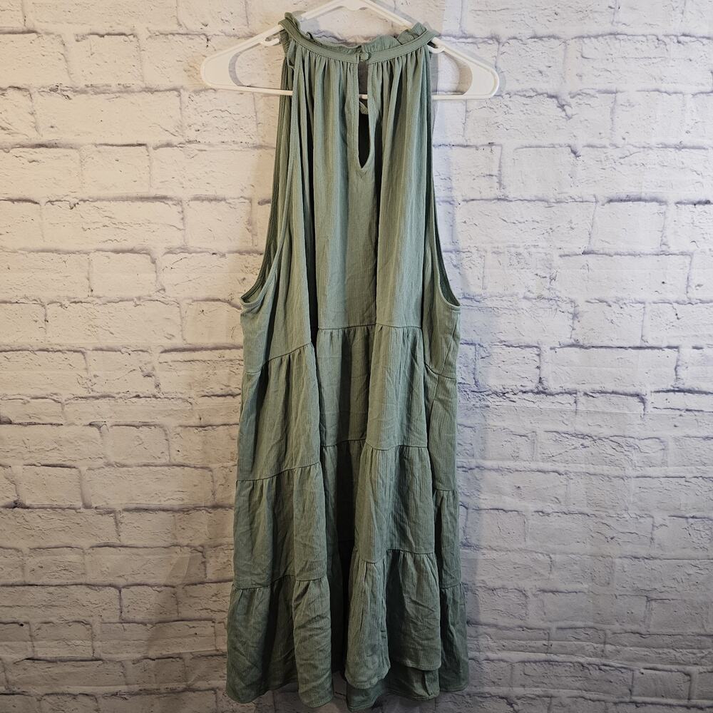 Torrid Mini Crinkle Gauze Ruffle Neck Tiered Dress Size 4X (26) NWT Green - Picture 3 of 7